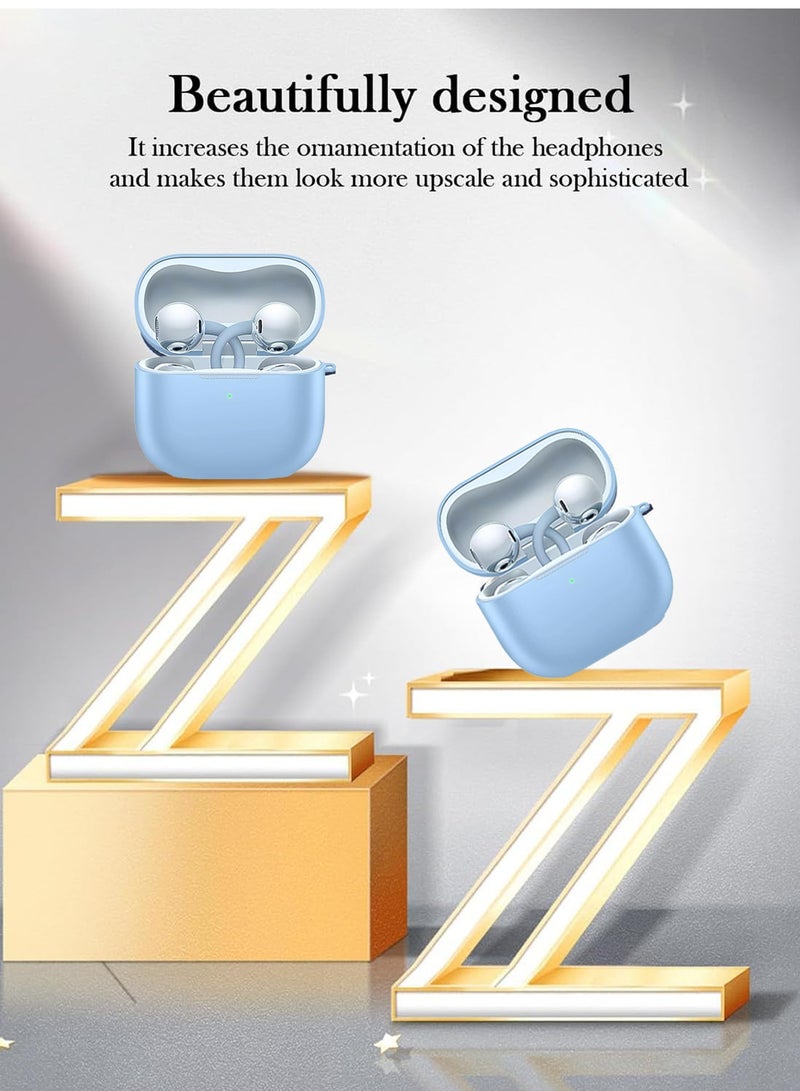 Adando for Huawei FreeClip 2 Case, Soft Silicone Protective Case for Women Men, Huawei FreeClip 2 Cases Cover Accessories with Keychain (Sky Blue) - Image 3